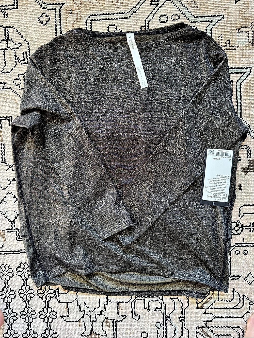 lululemon Long Sleeve Black Sparkle Long Sleeve TopSize 4 NWT